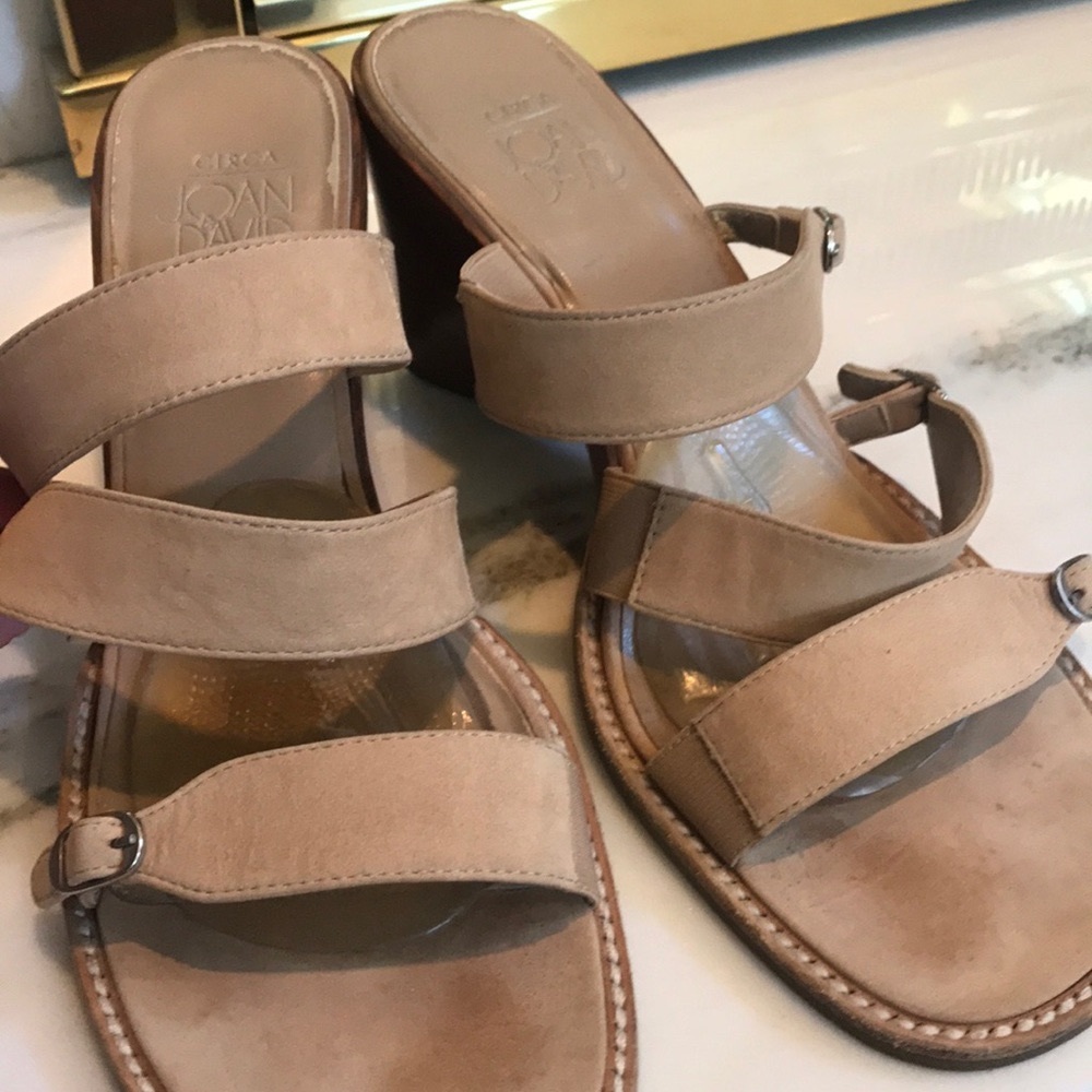 Joan & David Nubuck Sandals, Size 10, Tan